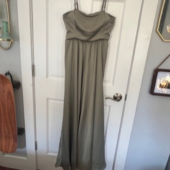 Anthropologie BHDLN Straight-Neck Satin A-Line Gown - Picture 3 of 5